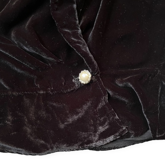 Reformation Silk Blend Black Velvet Wrap Top, size XS - Picture 7 of 9